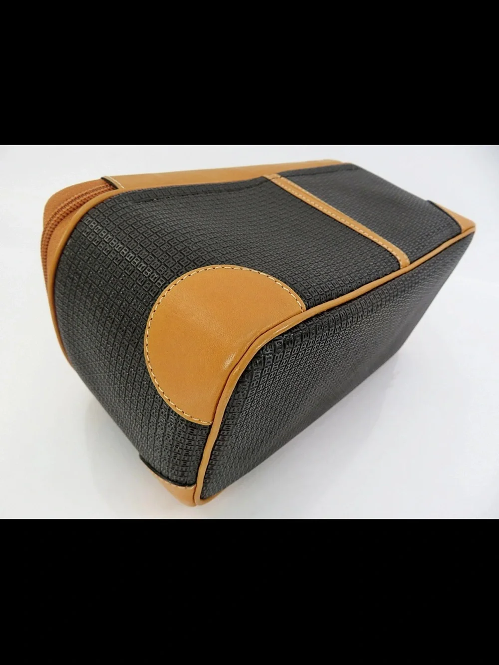 BALLY Black & Tan Cosmetic Train Case with Gold Hardware